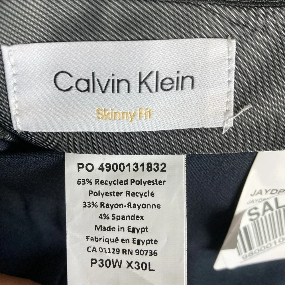 CALVIN KLEIN Mens Skinny Fit Dress Pants 30W 30L Navy